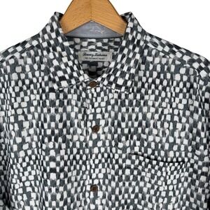 Tommy Bahama The Coconut Point IslandZone Shirt Mens L Grey Geo Short Sleevel